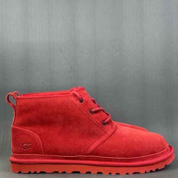 UGG Neumel Men Samba Red Suede Lace-up Wool Sockliner Chukka Boots shoes size - Picture 1 of 8